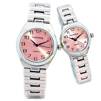 Daniel Wang 3145 簡約時尚石英金屬男錶/女錶- 大型粉面