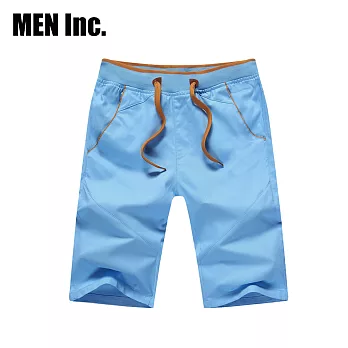 Men Inc.「陽光型男」韓星休閒短褲XL(淺藍)