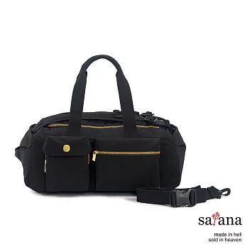 satana - 拼接機能後背包/旅行袋 - 黑色