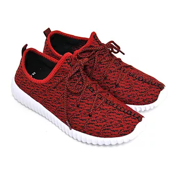 【Pretty】男款編織感厚底綁帶休閒鞋25.5紅色
