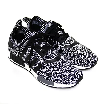 【Pretty】潮流輕量混織布線條綁帶休閒運動男鞋25.5黑白