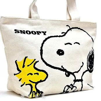 SNOOPY【美好時光】拉鍊式帆布包