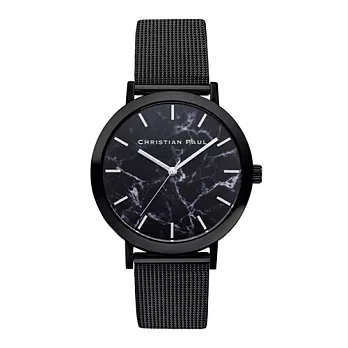 Christian Paul 大理石黑色系列 黑錶盤/黑色金屬網眼錶帶手錶43mm
