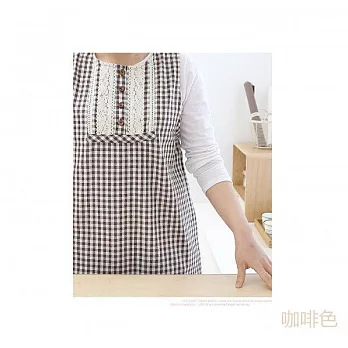 [Mamae] ~新品~出口韓國蕾絲小格子背心式圍裙 簡約風格 廚房工作服 成人圍裙咖啡色格子