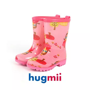 【hugmii】滿圖童趣造型厚底兒童雨鞋_公主26粉