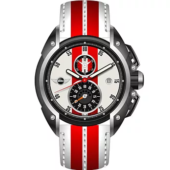 MINI Swiss Watches 跑旅時尚計時腕錶(MINI-07)-紅x白/45mm