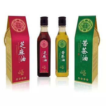 100%純釀冷壓芝麻油+100%純釀冷壓苦茶油(各一瓶)