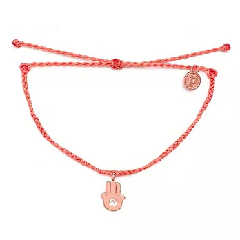 Pura Vida 美國手工 Rose Gold Hamsa Coral 玫瑰金小手 珊瑚橘臘線衝浪手鍊手環