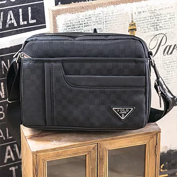 XINWEI POLO 經典氣度格紋橫式斜背包-2016-大