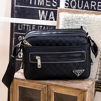 XINWEI POLO 潮流格紋設計橫式斜背包-2019-小