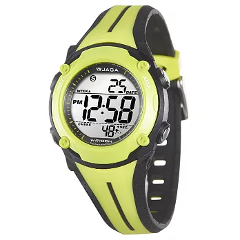 JAGA 捷卡全新俏麗時髦多功能電子錶M1112-黑綠