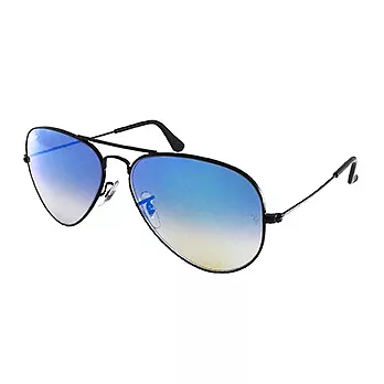 【Ray-Ban 雷朋】3025-002/4O-62 經典飛官太陽眼鏡 (#黑框漸層藍鏡面-大版)