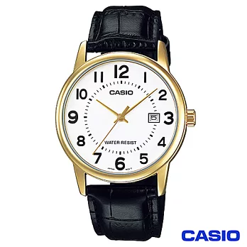 CASIO卡西歐 成熟男仕時尚鋼帶腕錶-金框 MTP-V002GL-7B