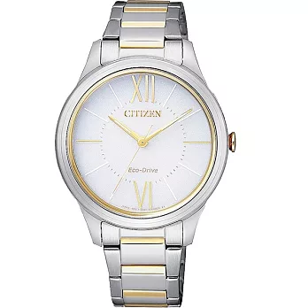 CITIZEN Eco-Drive 典雅貴妃時尚女性優質腕錶-半金-EM0414-57A