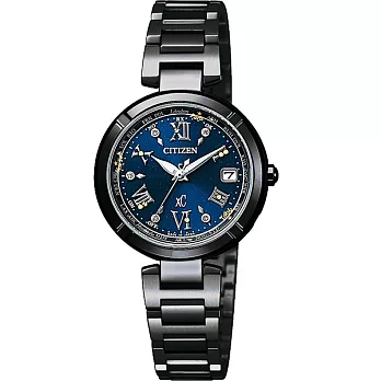 CITIZEN XC系列 幸運嫵媚女神降臨電波時尚優質腕錶-黑-EC1116-56L