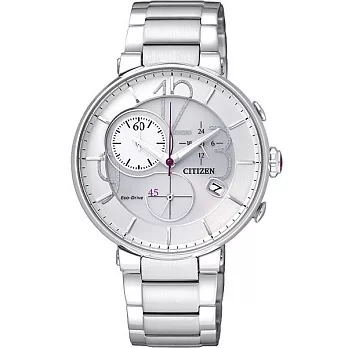 CITIZEN Eco-Drive 最佳曲線雕塑時尚優雅計時腕錶-白-FB1200-51A