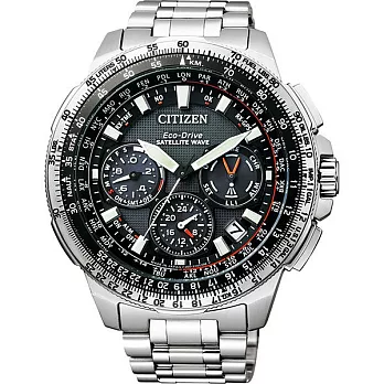 CITIZEN 光動能GPS衛星對時精密測量優質腕錶-黑-CC9020-54E