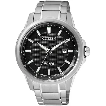 CITIZEN Eco-Drive 解救人質大反攻超級鈦時尚優質腕錶-黑-AW1490-84E