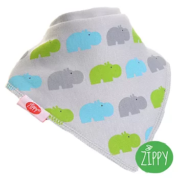 英國Zippy 幼兒時尚口水巾-河馬灰