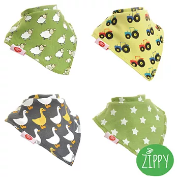 英國Zippy 幼兒時尚口水巾-四入組