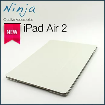 【東京御用Ninja】iPad Air 2第六代iPad專用精緻質感蠶絲紋站立式保護皮套（白色）