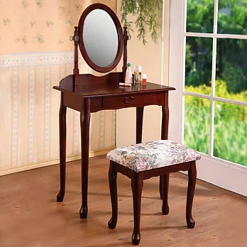 《Homelike》古典歐風化妝桌椅組-胡桃色