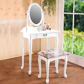 《Homelike》古典歐風化妝桌椅組-純白色