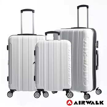 AIRWALK LUGGAGE - 品牌系列碳纖直紋 20+24+28吋 三箱組拉鍊行李箱 - 極簡白20吋極簡白