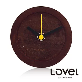 LOVEL 日系簡約風格-圓型實木桌鐘/時鐘9cm(深棕)