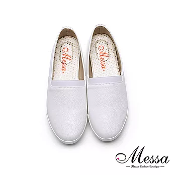 【Messa米莎專櫃女鞋】MIT質感素面休閒便鞋37白色