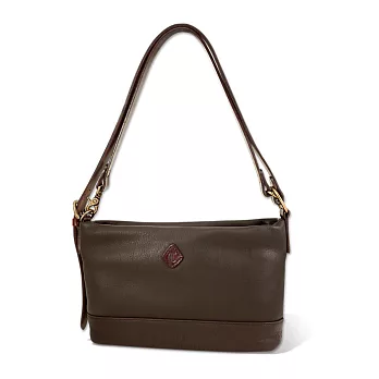 CLEDRAN｜日系百搭真皮肩背斜肩兩用包咖啡色