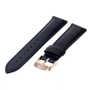CLUSE荷蘭精品手錶 黑色皮革 玫瑰金色錶扣替換錶帶/18mm