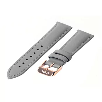 CLUSE荷蘭精品手錶 粉灰色皮革 玫瑰金錶扣替換錶帶/16mm
