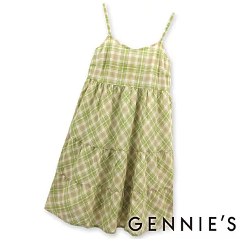 【Gennies奇妮】輕甜格紋銀蔥春夏孕婦背心洋裝