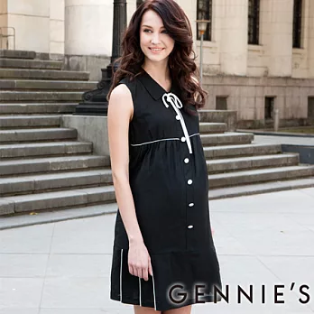 【Gennies奇妮】學院風百褶裙襬春夏孕婦背心洋裝