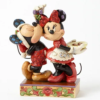 《Enesco精品雕塑》迪士尼米奇米妮聖誕檞寄生下親吻塑像-Under the Mistletoe(Disney Traditions)
