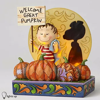 《Enesco精品雕塑》SNOOPY 50週年萬聖節亮燈奈勒斯南瓜塑像-Welcome Great Pumpkin(Peanuts by Jim Shore)