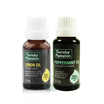 澳洲星期四農莊-清涼系列-薄荷精油(25ml/入)+檸檬精油(13ml/入)
