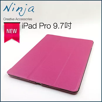 【東京御用Ninja】 iPad Pro (9.7吋)專用精緻質感蠶絲紋站立式保護皮套（桃紅色）