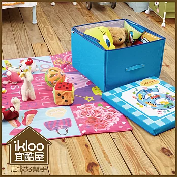 【ikloo】童趣多功能玩具收納墊/野餐墊-藍