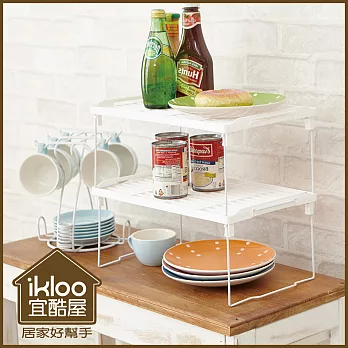 【ikloo】可疊式萬用收納架2入組-白