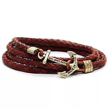 Kiel James Patrick 美國手工真皮船錨 纏繞編織多圈手環 DOCTOR JONESS棕色