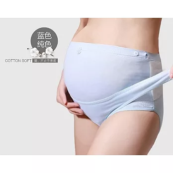 孕婦純棉雙層立體可調節托腹帶高腰內褲/腰部調節扣/托腹帶/高腰/可調節托腹2XL素面藍