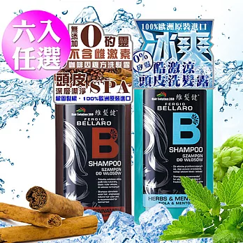 維髮健 BELLARO 洗髮露熱銷組(咖啡因500ml*3+酷激涼500ml*3)