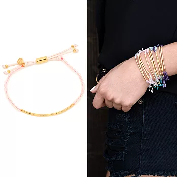 Gorjana POWER GEM 平衡骨 金墜 玫瑰粉水晶手鍊 可調式 愛情滋養平靜