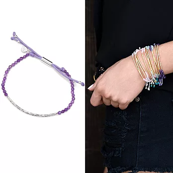 GorjanaPOWER GEM 平衡骨 銀墜 紫水晶手鍊 可調式手圍 專注力療癒啟發
