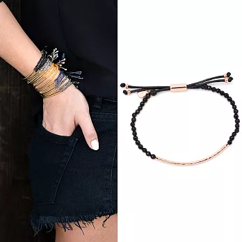 Gorjana POWER GEM 平衡骨 玫瑰金墜 黑曜石手鍊 可調式手圍 紓壓防禦保