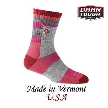 【美國DARN TOUGH】Light Hiker Aztec Micro Crew Light cushion 健行系列3/4襪(2入)M莓紅色