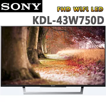 SONY索尼 43吋FHD WiFi LED液晶電視(KDL-43W750D)＊送7-11禮券500元