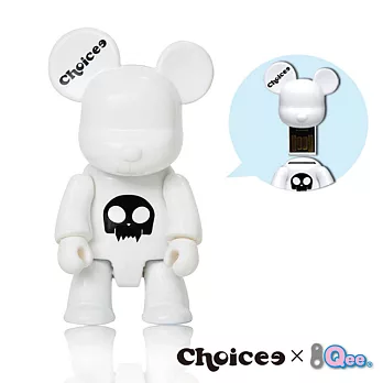 Choicee x Qee 8GB公仔熊隨身碟--八色極簡白